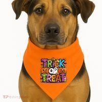 Trick Or Treat Halloween Cool Logo USA-Made Doggie Bandana thumb 1