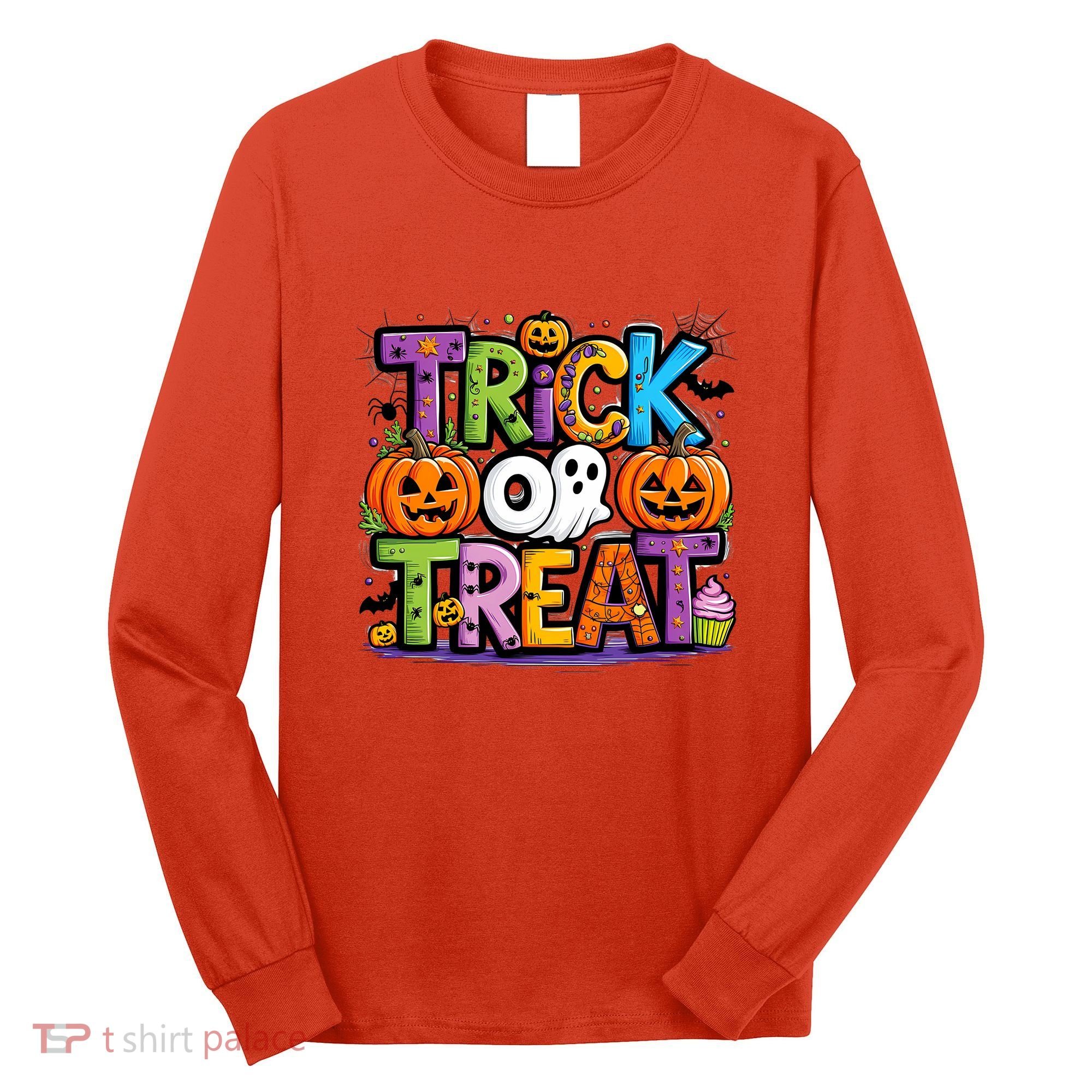 Trick Or Treat Halloween Cool Logo Long Sleeve Shirt