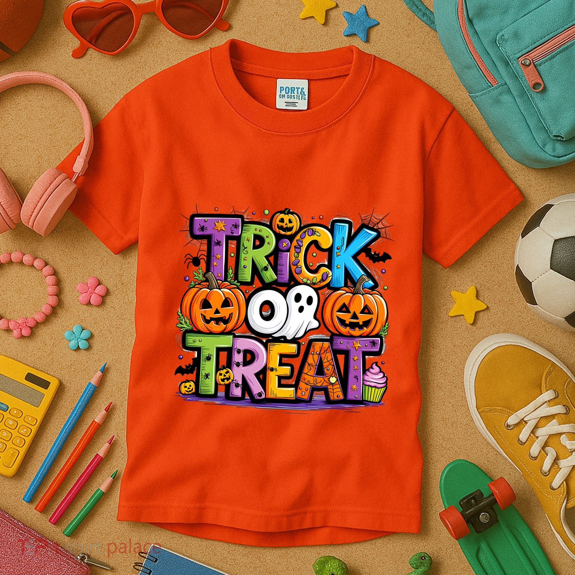 Trick Or Treat Halloween Cool Logo Kids T-Shirt