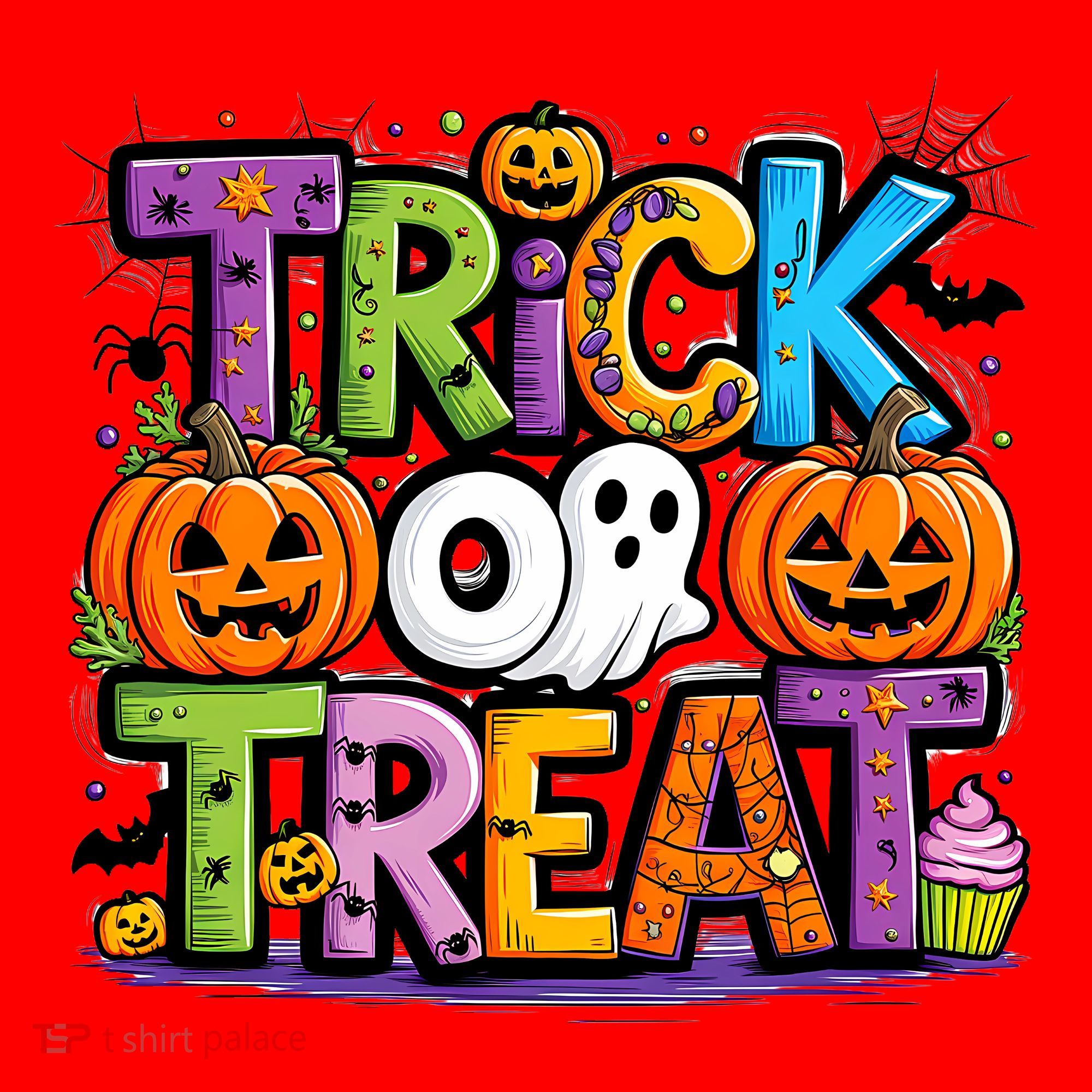 Trick Or Treat Halloween Cool Logo Santa Hat