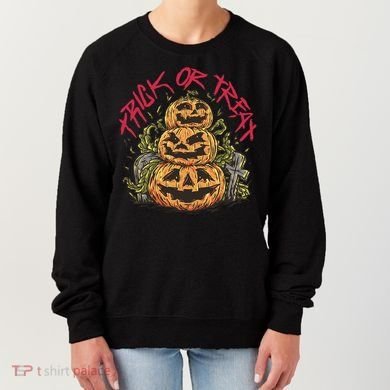 Trick Or Treat Three Pumpkin Design Women's Sweatshirt