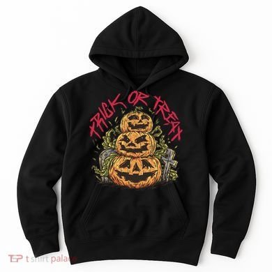 Trick Or Treat Three Pumpkin Design Hoodie