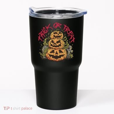 Trick Or Treat Three Pumpkin Design Tumbler