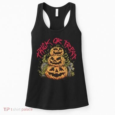 Trick Or Treat Three Pumpkin Design Women's Tank Top