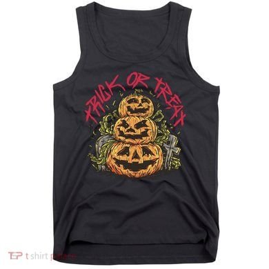 Trick Or Treat Three Pumpkin Design Tank Top