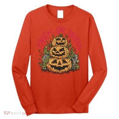 Trick Or Treat Three Pumpkin Design Long Sleeve Shirt