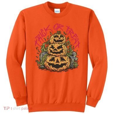 Trick Or Treat Three Pumpkin Design Sweatshirt