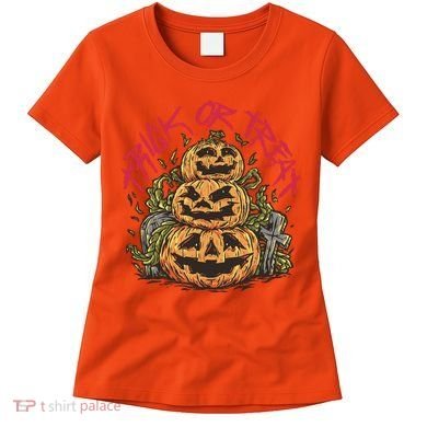 Trick Or Treat Three Pumpkin Design Women's T-Shirt