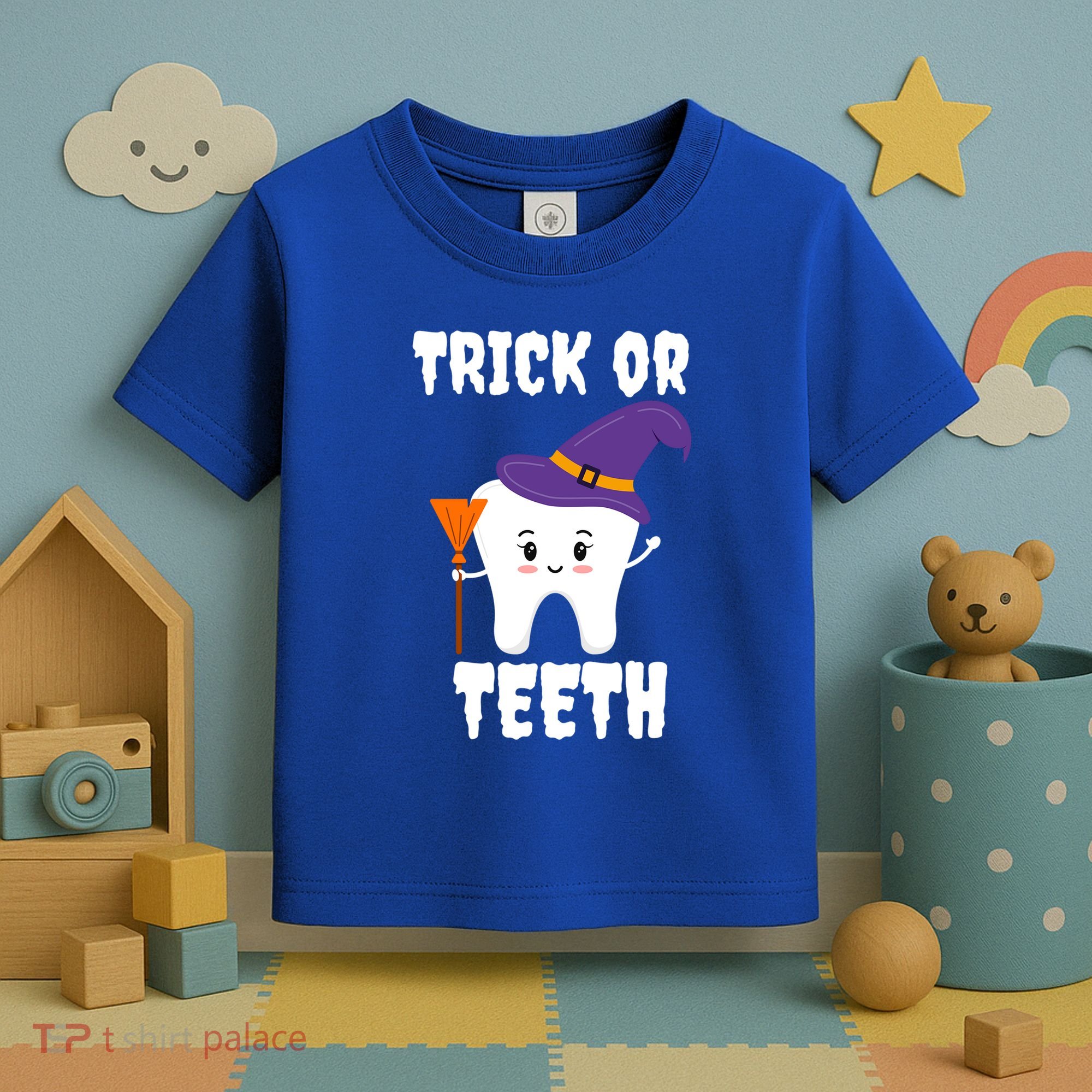 Trick Or Teeth Tooth Witch Dentist Hygienist Funny Dental Cool Gift Toddler T-Shirt