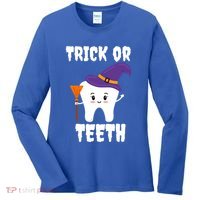 Trick Or Teeth Tooth Witch Dentist Hygienist Funny Dental Cool Gift Women's Long Sleeve Shirt thumb 0