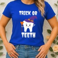 Trick Or Teeth Tooth Witch Dentist Hygienist Funny Dental Cool Gift Women's T-Shirt thumb 2