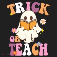 Trick Or Teach Cute Book Ghost Women's Sweatshirt thumb 2
