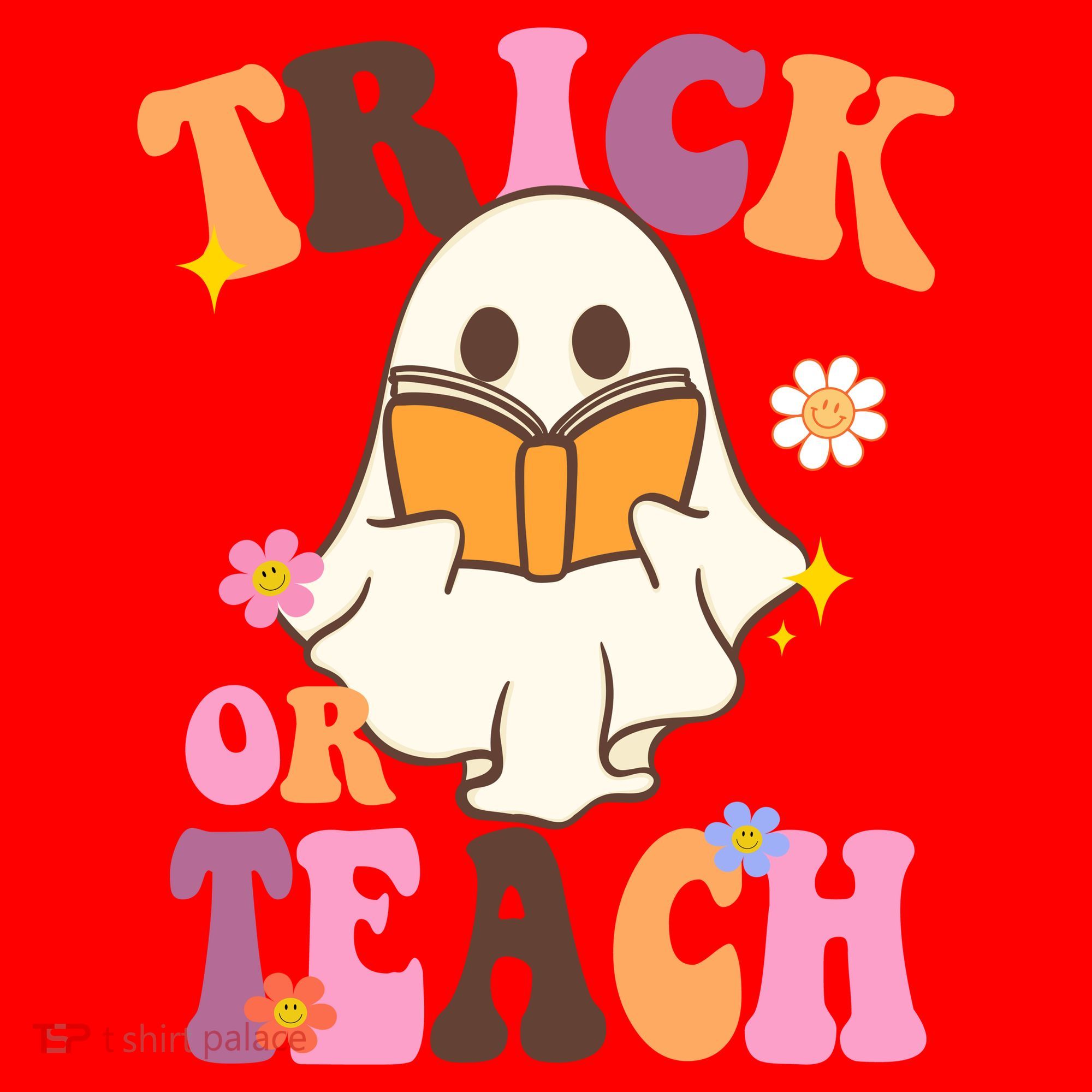 Trick Or Teach Cute Book Ghost Santa Hat