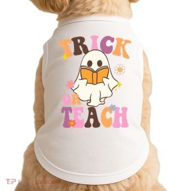 Trick Or Teach Cute Book Ghost Doggie Tank