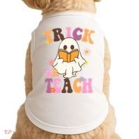 Trick Or Teach Cute Book Ghost Doggie Tank thumb 0