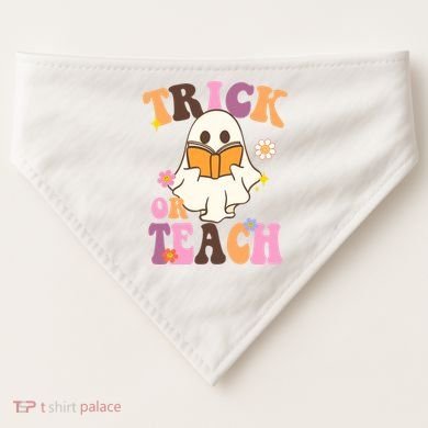 Trick Or Teach Cute Book Ghost USA-Made Doggie Bandana