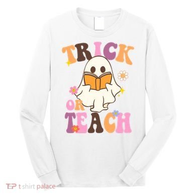 Trick Or Teach Cute Book Ghost Long Sleeve Shirt