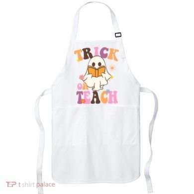 Trick Or Teach Cute Book Ghost Apron