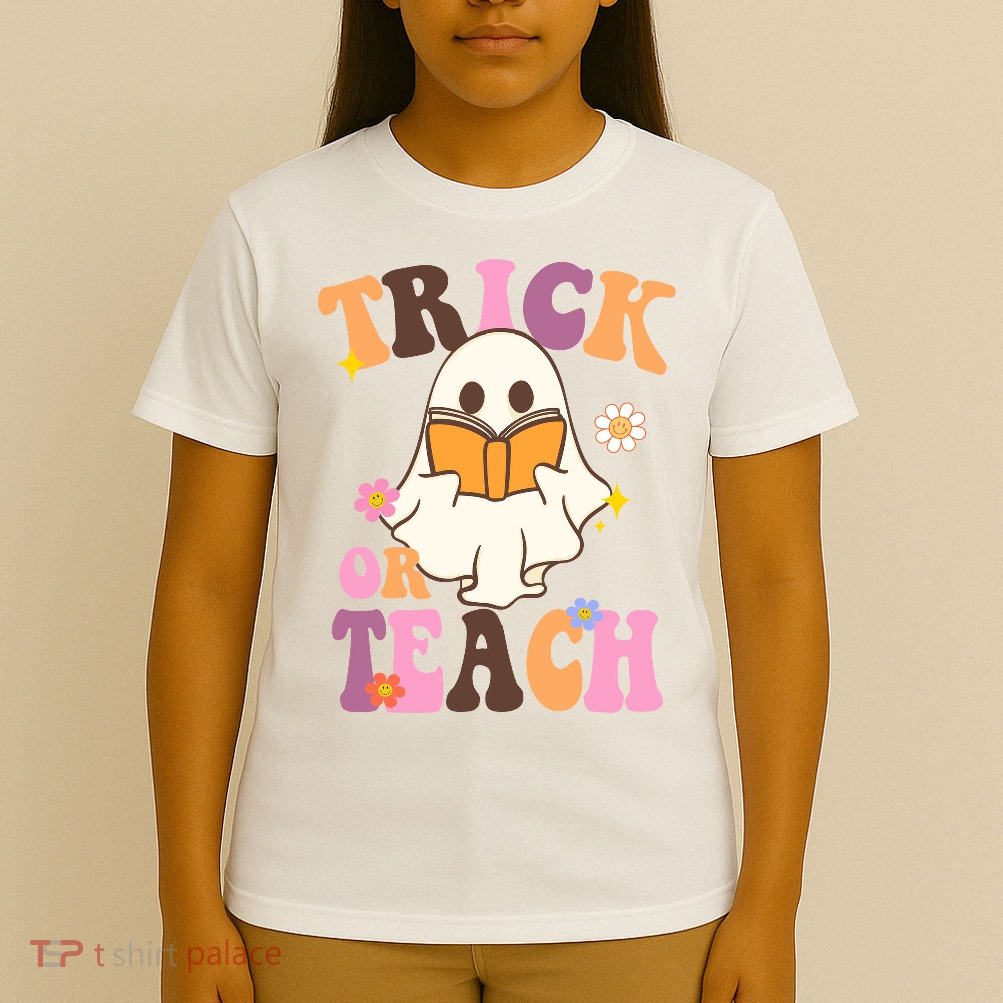 Trick Or Teach Cute Book Ghost T-Shirt