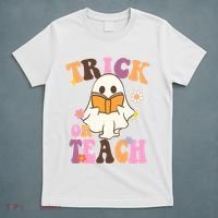 Trick Or Teach Cute Book Ghost T-Shirt thumb 5