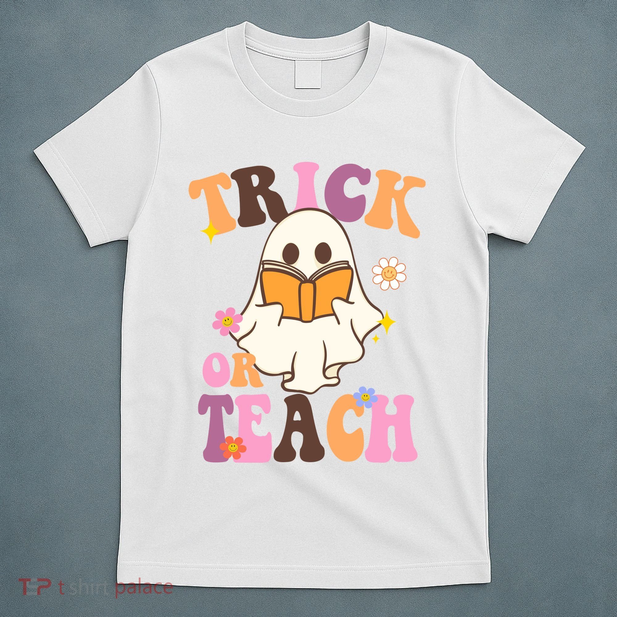 Trick Or Teach Cute Book Ghost T-Shirt