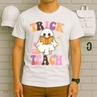 Trick Or Teach Cute Book Ghost T-Shirt thumb 6