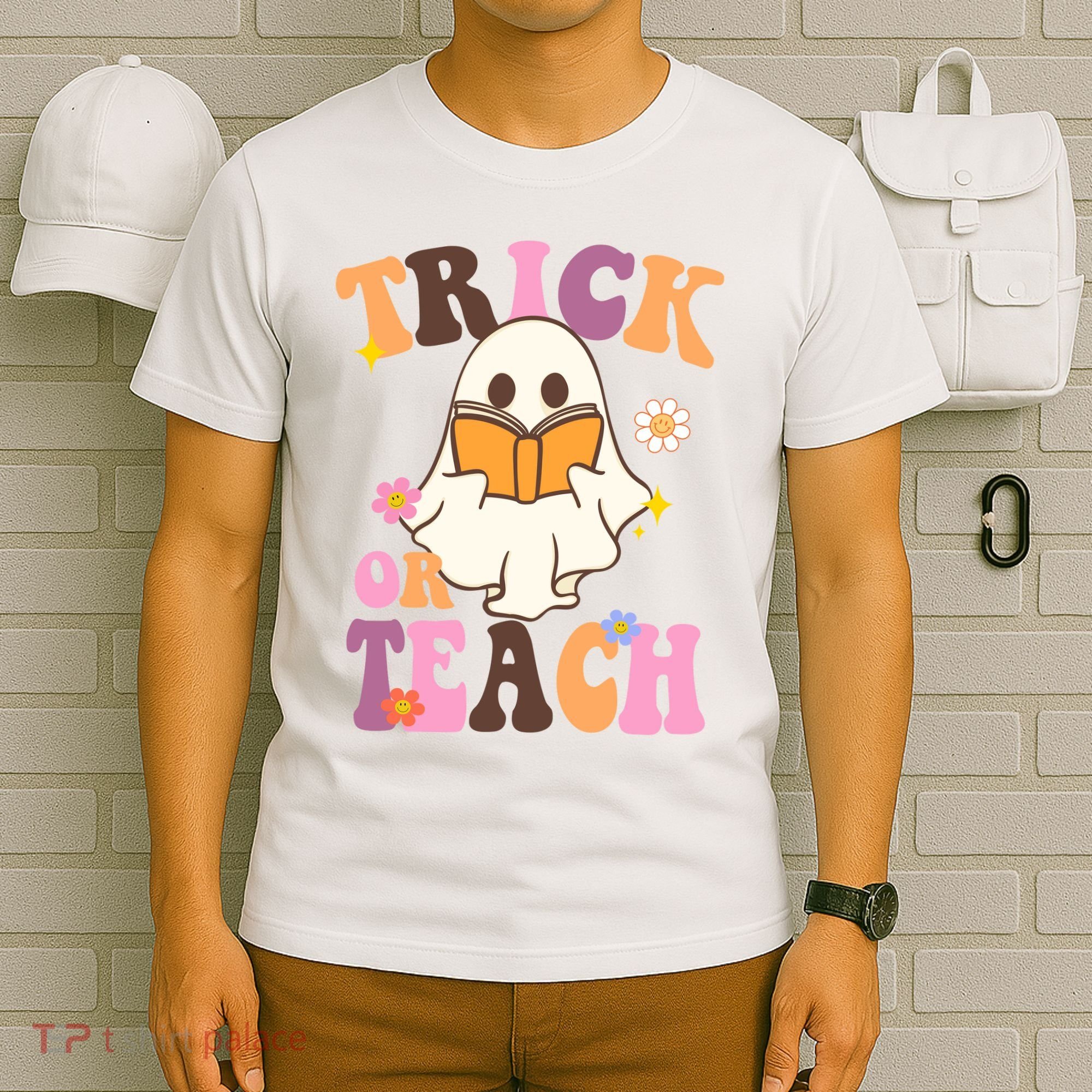 Trick Or Teach Cute Book Ghost T-Shirt
