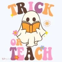 Trick Or Teach Cute Book Ghost T-Shirt thumb 7