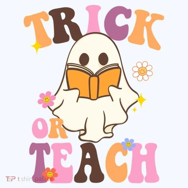 Trick Or Teach Cute Book Ghost T-Shirt