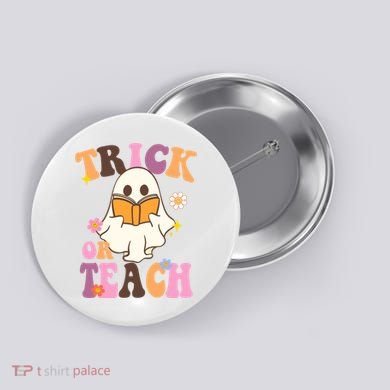 Trick Or Teach Cute Book Ghost Button