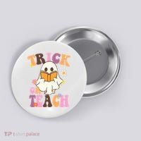 Trick Or Teach Cute Book Ghost Button thumb 0