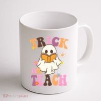 Trick Or Teach Cute Book Ghost Coffee Mug thumb 1