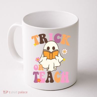 Trick Or Teach Cute Book Ghost Coffee Mug