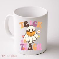 Trick Or Teach Cute Book Ghost Coffee Mug thumb 0