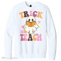 Trick Or Teach Cute Book Ghost V.I.T. Fleece Crew Sweatshirt thumb 0