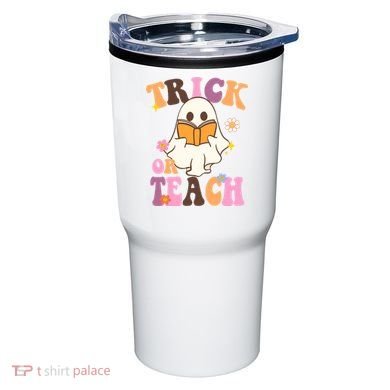 Trick Or Teach Cute Book Ghost Tumbler