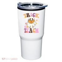 Trick Or Teach Cute Book Ghost Tumbler thumb 0