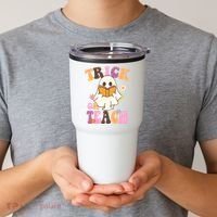 Trick Or Teach Cute Book Ghost Tumbler thumb 2