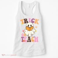 Trick Or Teach Cute Book Ghost Women's Tank Top thumb 0