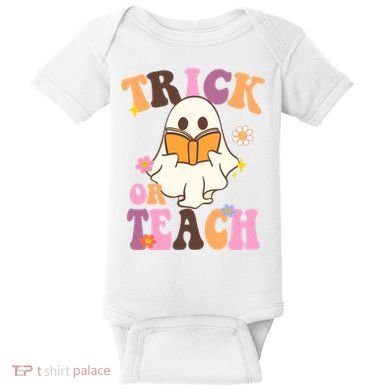Trick Or Teach Cute Book Ghost Baby Bodysuit