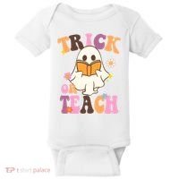 Trick Or Teach Cute Book Ghost Baby Bodysuit thumb 0