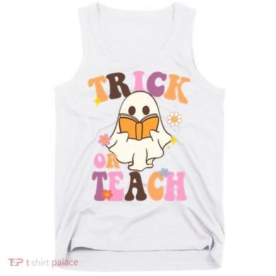 Trick Or Teach Cute Book Ghost Tank Top
