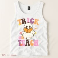 Trick Or Teach Cute Book Ghost Tank Top thumb 2