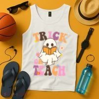Trick Or Teach Cute Book Ghost Tank Top thumb 4