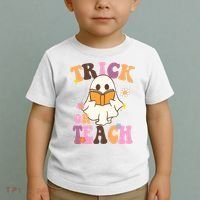 Trick Or Teach Cute Book Ghost Toddler T-Shirt thumb 2