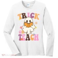 Trick Or Teach Cute Book Ghost Women's Long Sleeve Shirt thumb 0