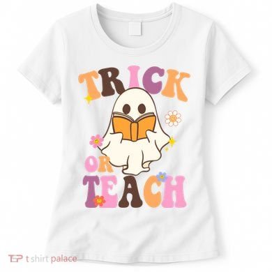 Trick Or Teach Cute Book Ghost Women's T-Shirt