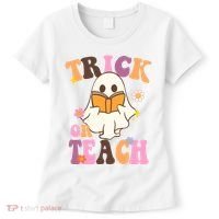 Trick Or Teach Cute Book Ghost Women's T-Shirt thumb 0