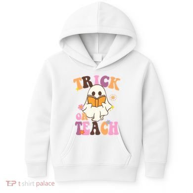 Trick Or Teach Cute Book Ghost Kids Hoodie