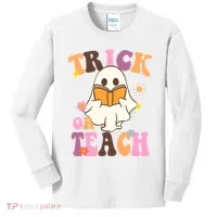 Trick Or Teach Cute Book Ghost Kids Long Sleeve Shirt thumb 0